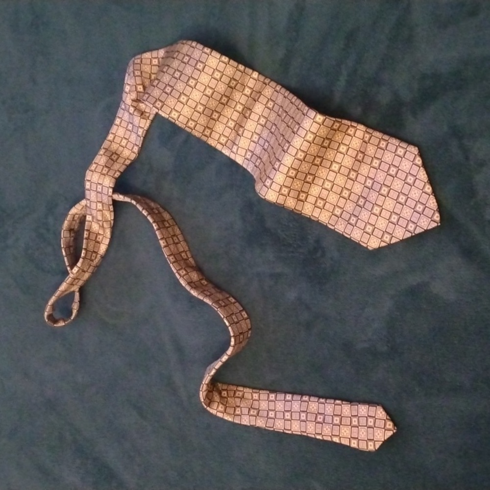 Gianni Viera Gold/Black Foulard Silk Tie (Made in Italy)